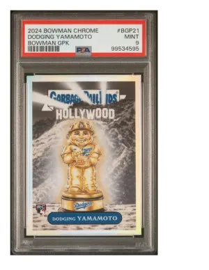 2024 BOWMAN CHROME BOWMAN GARBAGE PAIL KIDS BGP21 YOSHINOBU YAMAMOTO DODGING YAMAMOTO front